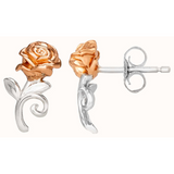 Disney Two Tone 3D Beauty & The Beast Rose Stud Earrings