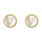 Spinning Comfort White Medallion Pendant  & Earrings Gold plated