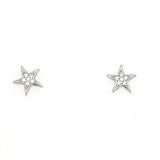 9ct White Gold Star Stud Earrings