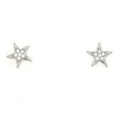 9ct White Gold Star Stud Earrings
