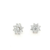 9ct White Gold CZ Cluster Studs
