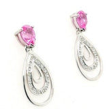 Pink & Diamond White Gold Drop Earrings