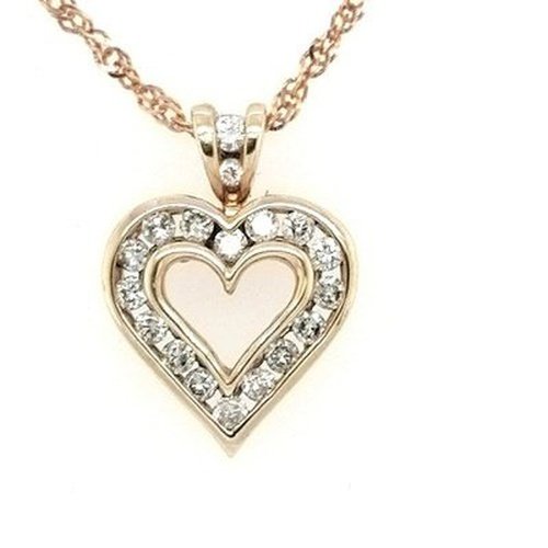 Diamond Heart in 9ct gold Pendant