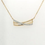 9ct Gold CZ Necklace Crossover Necklace