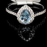 Pear Aquamarine & Diamond 18ct Ring