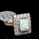 Square Halo Style Opal Ring