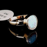 Syn White Opal 9ct Gold Ring