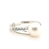 Ladies Silver Pearl and CZ Ring