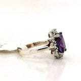 Silver Amethyst & White CZ Cluster Ring