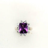 Silver Amethyst & White CZ Cluster Ring