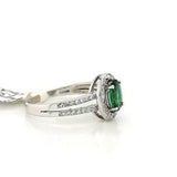 Oval Emerald CZ Silver Ring Size: N
