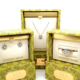 Sterling Silver Halo Style Necklace, Earrings or Ring