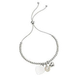Heart and Pearl Charm Ball Slider Bracelet