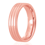 Gents Patterned Flat Wedding Band