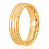 Gents Patterned Flat Wedding Band