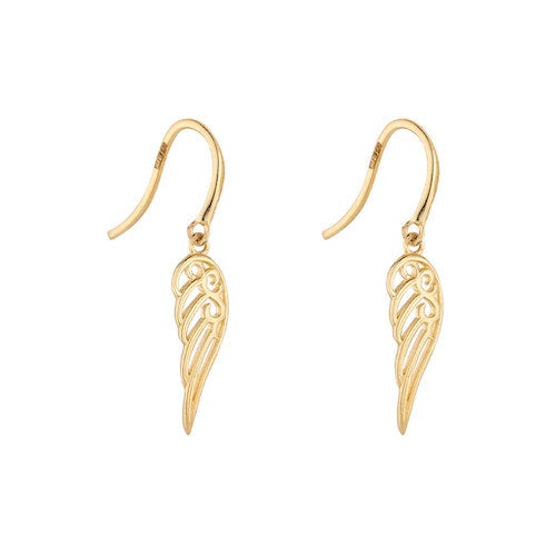 9ct Angel Wings Drop Earrings