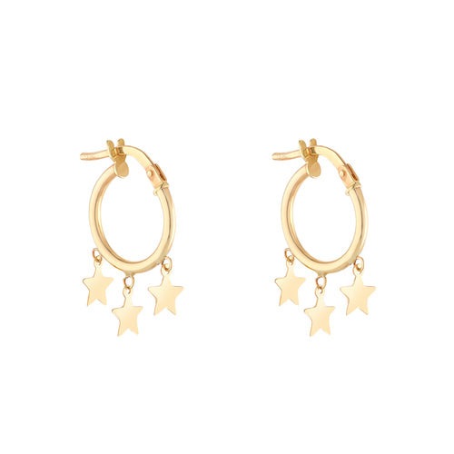 9ct Gold Hoop Earrings with Star Charms