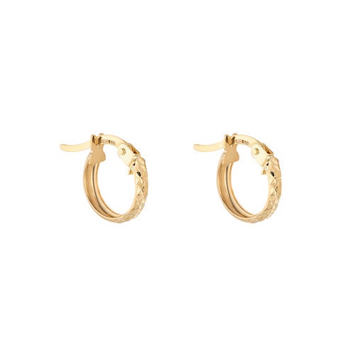 9ct Gold Diamond Cut Huggie Earring