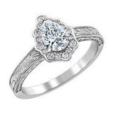 Frosted Pear Halo Solitaire .73ct