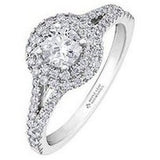 Round Halo Solitaire with Split Diamond Shank