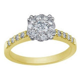 Starburst round Solitaire with diamonds shoulders .51ct