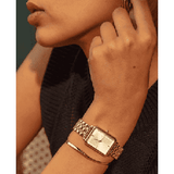 Rosefield The Octagon White Sunray Steel Gold  23 x 29mm