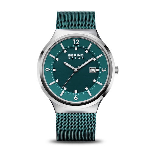 Bering Solar polished/brushed Green gents watch