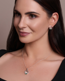 Green Stone Claddagh Stud Set