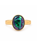 Oval Green Opal Gold Ring