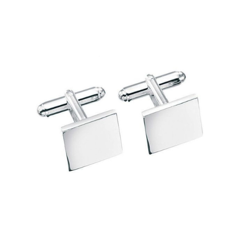 Plain Square Cufflinks Sterling Silver (Free Engraving)