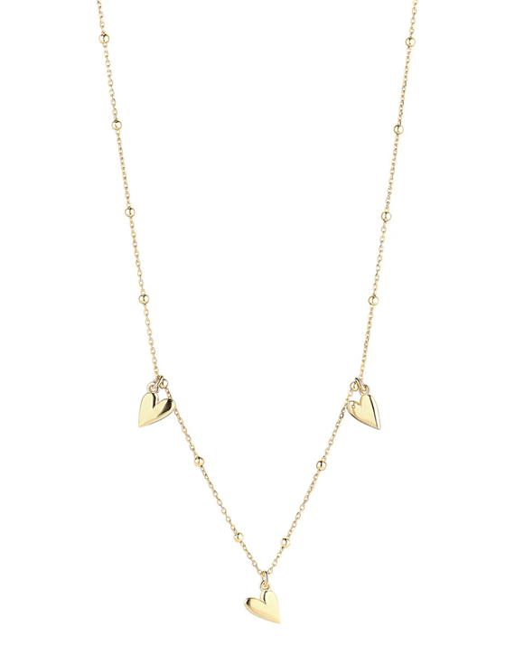 Gold Plated Three Heart Necklace