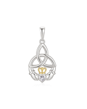 CZ Two Tone Claddagh necklace