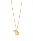 Gold Plated Ball & Pearl Charm Necklace