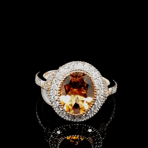 Citrine & Diamond Oval ring