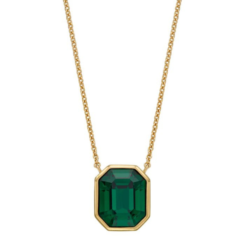 Elongated Octagon Green Crystal Necklace
