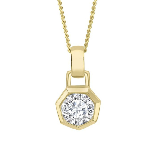 Octagon Pendant in Recycled 9ct Gold Lab Diamond