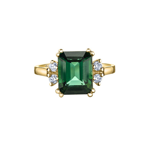 Green Tourmaline & Diamond Ring