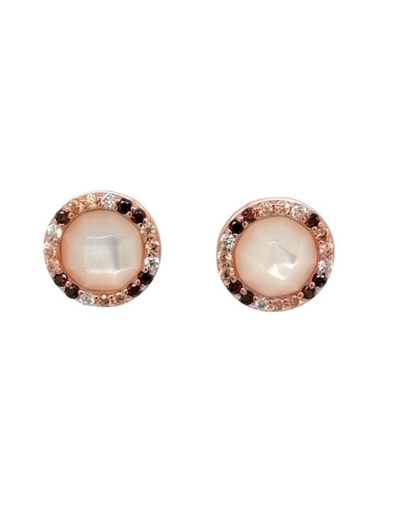 Rose Gold Smokey quartz Studs