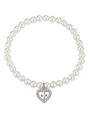 CZ Heart Cross Pearl Bracelet