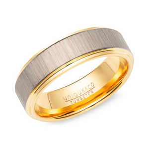 7mm Two tone  Gold IP Plating Tungsten Ring