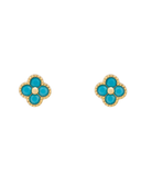 Gold Plated Turquoise Clover Stud Earrings