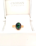 Oval Green Opal Gold Ring