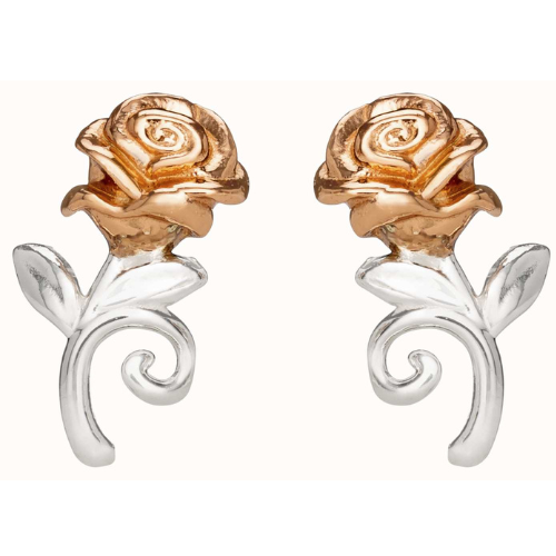 Disney Two Tone 3D Beauty & The Beast Rose Stud Earrings