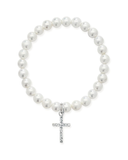 White Pearl Bracelet Cross Charm Set