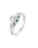 CZ Green Claddagh Ring with wishbone