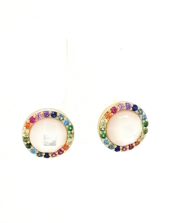 Multi colour White stone earrings