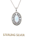 Silver Oval Locket with Opal