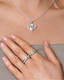 CZ Green Claddagh Ring with wishbone