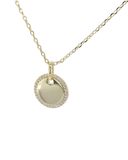 Round CZ Disc Pendant Gold (Free engraving)
