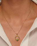 Burren - Wild Heart Claddagh Necklace with Green Heart Stone